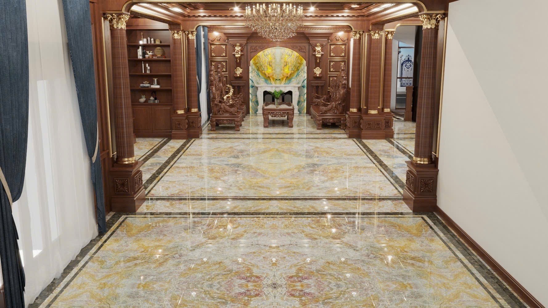 Đá lát sàn Golden Blown – Đá Quartz tự nhiên